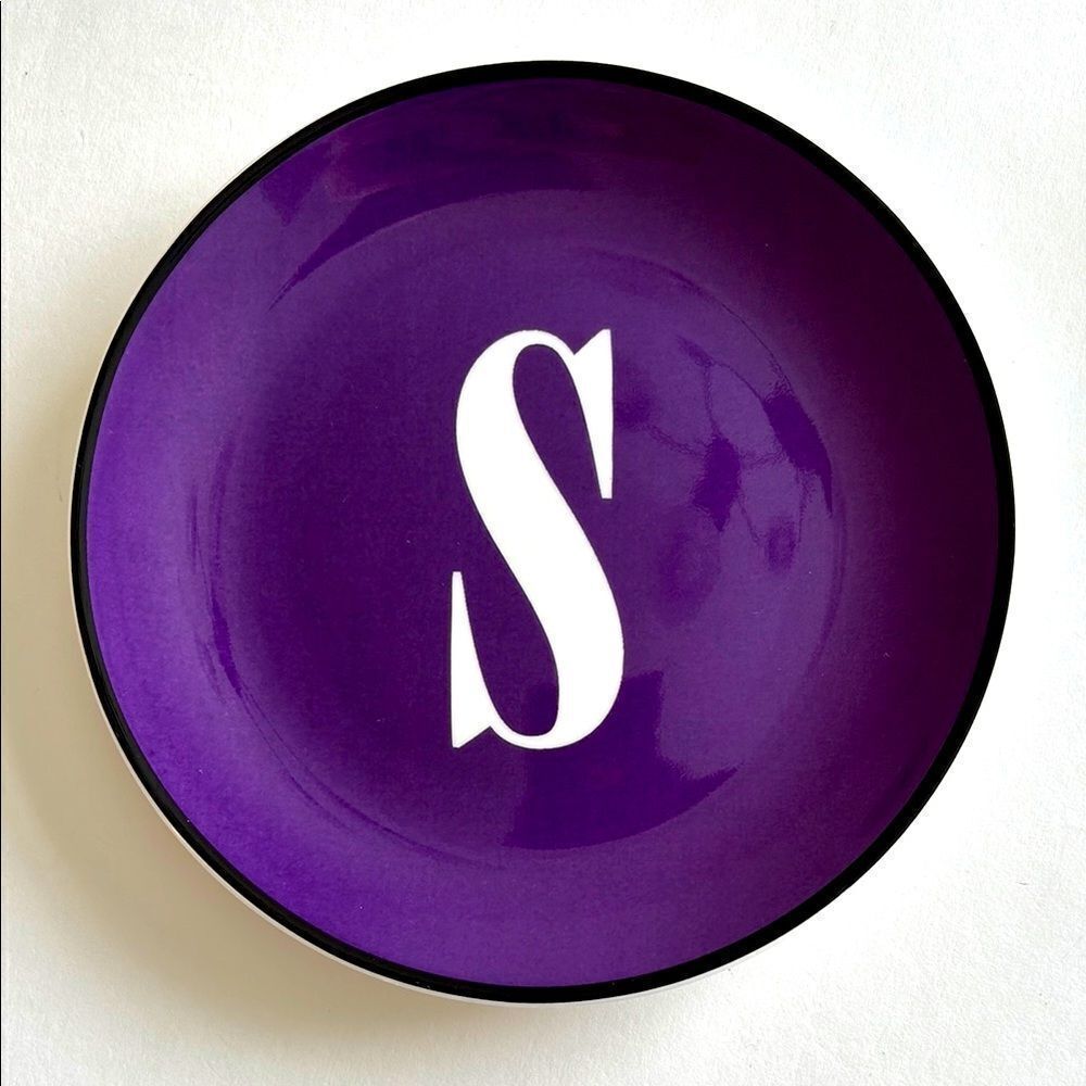 NWT Kate Spade NY Wickford To The Letter S Dish Plate Purple Lenox 6.75”